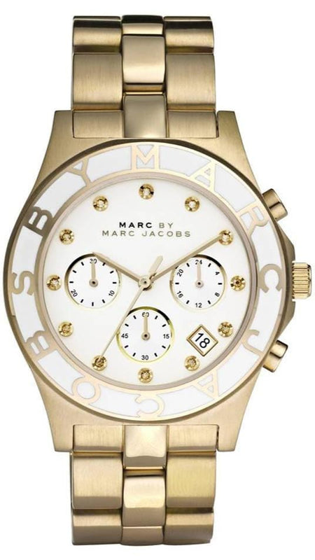 Buy Shop Marc Jacobs Blade Chronograph White Dial Gold Steel Strap Watch for Women - MBM3081 USA Online