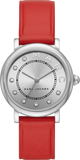 Marc Jacobs Roxy Silver Dial Red Leather Strap Watch for Women - MJ1632