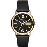 Buy Shop Marc Jacobs Fergus Black Dial Black Leather Strap Watch for Women - MBM8651 USA Online