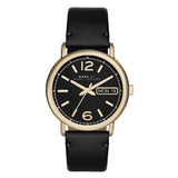 Buy Shop Marc Jacobs Fergus Black Dial Black Leather Strap Watch for Women - MBM8651 USA Online