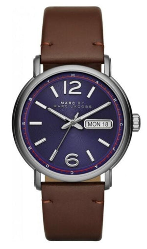 Buy Shop Marc Jacobs Fergus Blue Dial Brown Leather Strap Watch for Men - MBM5078 USA Online
