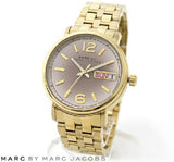 Buy Shop Marc Jacobs Fergus Gunmetal Grey Dial Gold Steel Strap Watch for Women - MBM3429 USA Online