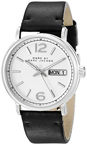 Buy Shop Marc Jacobs Fergus White Dial Black Leather Strap Watch for Men - MBM5076 USA Online