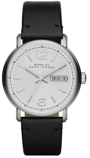 Buy Shop Marc Jacobs Fergus White Dial Black Leather Strap Watch for Men - MBM5076 USA Online