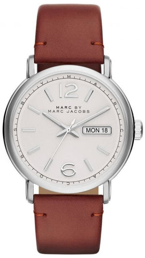 Buy Shop Marc Jacobs Fergus White Dial Brown Leather Strap Watch for Men - MBM5080 USA Online