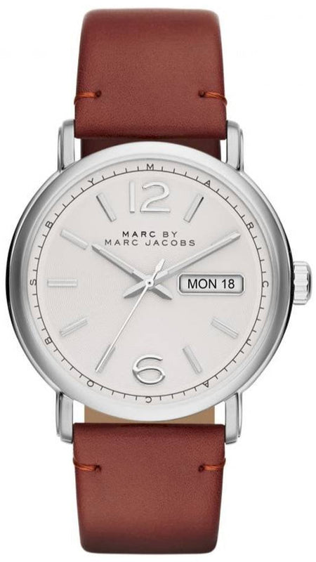 Buy Shop Marc Jacobs Fergus White Dial Brown Leather Strap Watch for Men - MBM5080 USA Online