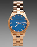 Buy Shop Marc Jacobs Henry Blue Dial Rose Gold Steel Strap Watch for Women - MBM3213 USA Online