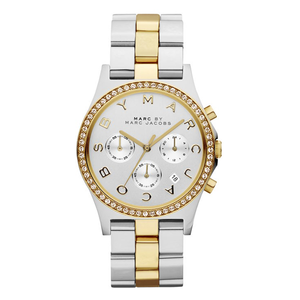 Buy Shop Marc Jacobs Henry Chronograph Silver Dial Two Tone Steel Strap Watch for Women - MBM3197 USA Online