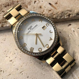 Buy Shop Marc Jacobs Henry Diamonds White Dial Gold Steel Strap Watch for Women - MBM3045 USA Online