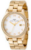 Buy Shop Marc Jacobs Henry Diamonds White Dial Gold Steel Strap Watch for Women - MBM3045 USA Online