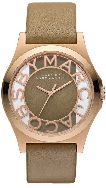 Buy Shop Marc Jacobs Henry Dinky Skeleton Beige Dial Beige Leather Strap Watch for Women - MBM1245 USA Online