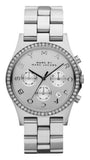 Buy Shop Marc Jacobs Henry Glitz Chronograph Silver Dial Silver Steel Strap Watch for Women - MBM9017 USA Online