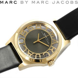 Buy Shop Marc Jacobs Henry Skeleton Black Dial Black Leather Strap Watch for Women - MBM1246 USA Online