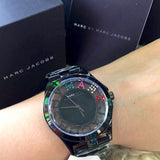 Buy Shop Marc Jacobs Henry Skeleton Black Dial Black Steel Strap Watch for Women - MBM3265 USA Online