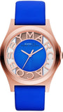 Buy Shop Marc Jacobs Henry Skeleton Blue Dial Blue Leather Strap Watch for Women - MBM1244 USA Online