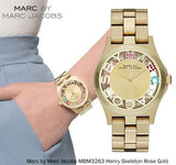 Buy Shop Marc Jacobs Henry Skeleton Gold Dial Gold Steel Strap Watch for Women - MBM3263 USA Online