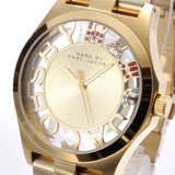 Buy Shop Marc Jacobs Henry Skeleton Gold Dial Gold Steel Strap Watch for Women - MBM3263 USA Online
