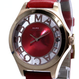Buy Shop Marc Jacobs Henry Skeleton Red Dial Red Leather Strap Watch for Women - MBM1338 USA Online