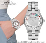 Buy Shop Marc Jacobs Henry Skeleton Silver Dial Silver Steel Strap Watch for Women - MBM3262 USA Online