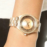 Buy Shop Marc Jacobs Henry Transparent Gold Dial Gold Steel Strap Watch for Women - MBM3338 USA Online