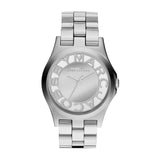 Buy Shop Marc Jacobs Henry Transparent Silver Dial Silver Steel Strap Watch for Women - MBM3205 USA Online