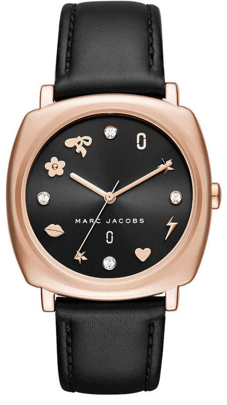 Buy Shop Marc Jacobs Mandy Black Dial Black Leather Strap Watch for Women - MJ1565 USA Online