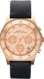Buy Shop Marc Jacobs Blade Chronograph Rose Gold Dial Black Leather Strap Watch for Women - MBM1188 USA Online