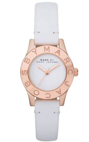 Marc Jacobs Blade Mini White Dial White Leather Strap Watch for Women - MBM1207