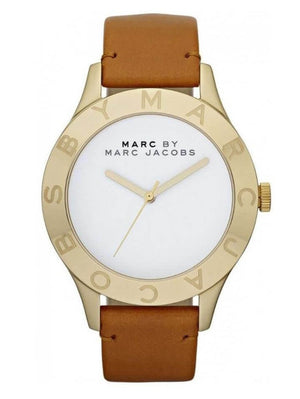 Marc Jacobs Blade White Dial Brown Leather Strap Watch for Women - MBM1218