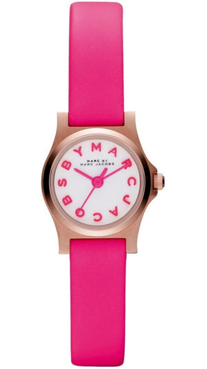 Buy Shop Marc Jacobs Henry White Dial Pink Leather Strap Watch for Women - MBM1237 USA Online