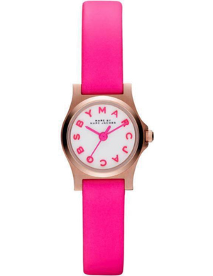 Buy Shop Marc Jacobs Henry White Dial Pink Leather Strap Watch for Women - MBM1237 USA Online