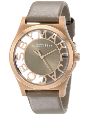 Buy Shop Marc Jacobs Henry Dinky Skeleton Beige Dial Beige Leather Strap Watch for Women - MBM1245 USA Online