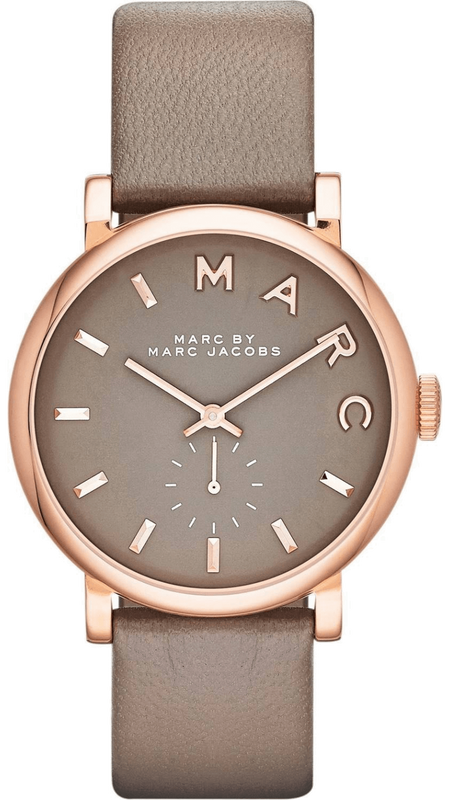 Buy Shop Marc Jacobs Baker Grey Dial Grey Leather Strap Watch for Women - MBM1266 USA Online