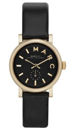 Buy Shop Marc Jacobs Baker Black Dial Black Leather Strap Watch for Women - MBM1273 USA Online