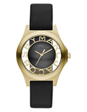 Buy Shop Marc Jacobs Henry Skeleton Black Dial Black Leather Strap Watch for Women - MBM1340 USA Online