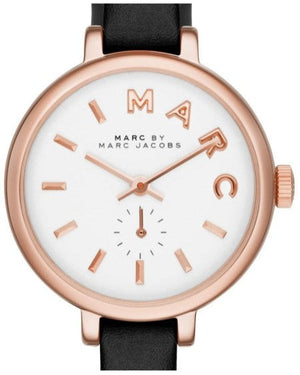 Buy Shop Marc Jacobs Sally White Dial Black Leather Strap Watch for Women - MBM1352 USA Online