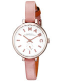 Marc Jacobs Sally White Dial Peach Leather Strap Watch for Women - MBM1355