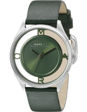 Buy Shop Marc Jacobs Tether Transparent Green Dial Green Leather Strap Watch for Women - MBM1378 USA Online