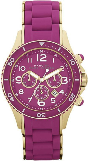 Buy Shop Marc Jacobs Rock Chronograph Purple Dial Purple Silicone Strap Watch for Women - MBM2576 USA Online