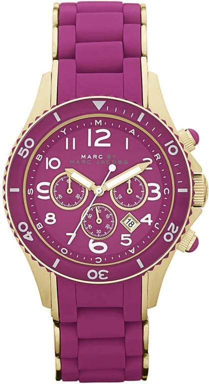Buy Shop Marc Jacobs Rock Chronograph Purple Dial Purple Silicone Strap Watch for Women - MBM2576 USA Online