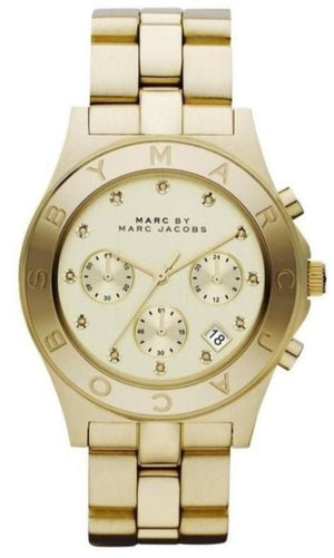Buy Shop Marc Jacobs Blade Chronograph Gold Dial Gold Steel Strap Watch for Women - MBM3101 USA Online