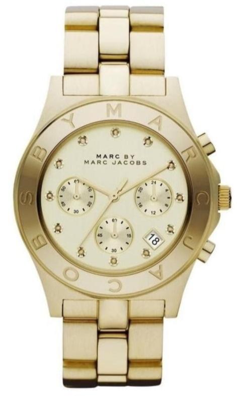 Buy Shop Marc Jacobs Blade Chronograph Gold Dial Gold Steel Strap Watch for Women - MBM3101 USA Online