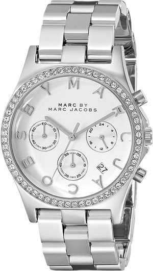 Buy Shop Marc Jacobs Henry Chronograph Silver Dial Silver Steel Strap Watch for Women - MBM3104 USA Online