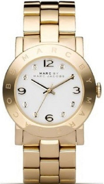 Buy Shop Marc Jacobs Amy White Dial Gold Steel Strap Watch for Women - MBM3182 USA Online