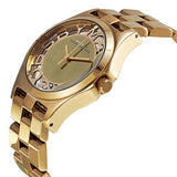 Buy Shop Marc Jacobs Henry Transparent Gold Dial Gold Steel Strap Watch for Women - MBM3206 USA Online