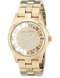 Buy Shop Marc Jacobs Henry Transparent Gold Dial Gold Steel Strap Watch for Women - MBM3206 USA Online