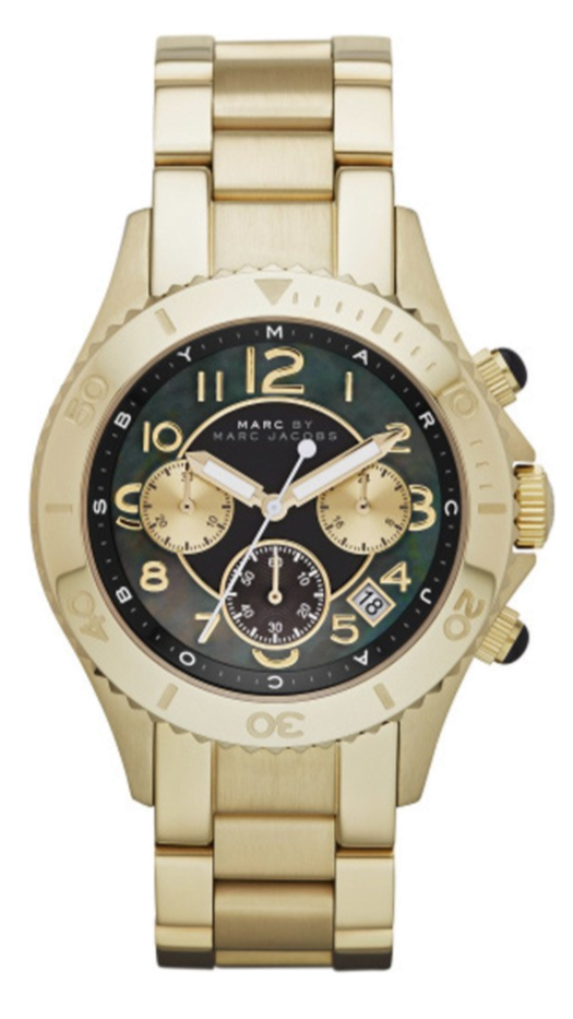 Buy Shop Marc Jacobs Rock Chronograph Black Dial Gold Steel Strap Watch for Women - MBM3253 USA Online