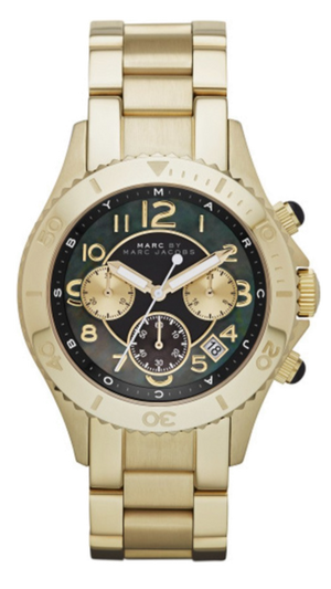 Buy Shop Marc Jacobs Rock Chronograph Black Dial Gold Steel Strap Watch for Women - MBM3253 USA Online