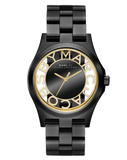 Buy Shop Marc Jacobs Henry Transparent Black Dial Black Steel Strap Watch for Women - MBM3255 USA Online