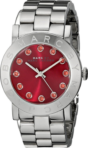 Buy Shop Marc Jacobs Amy Red Dial Silver Steel Strap Watch for Women - MBM3333 USA Online